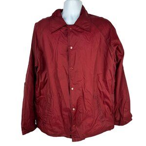 Wedgefield Mens Burgundy Snap Front Nylon Coat Large Lightweight Jacket